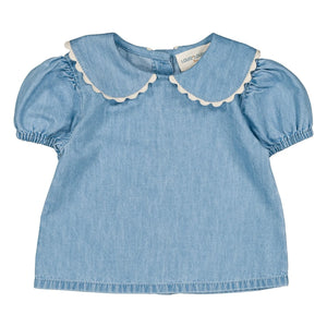 Louis Louise - Bluz Claudine Yaka Belki Chambray | Açık Mavi