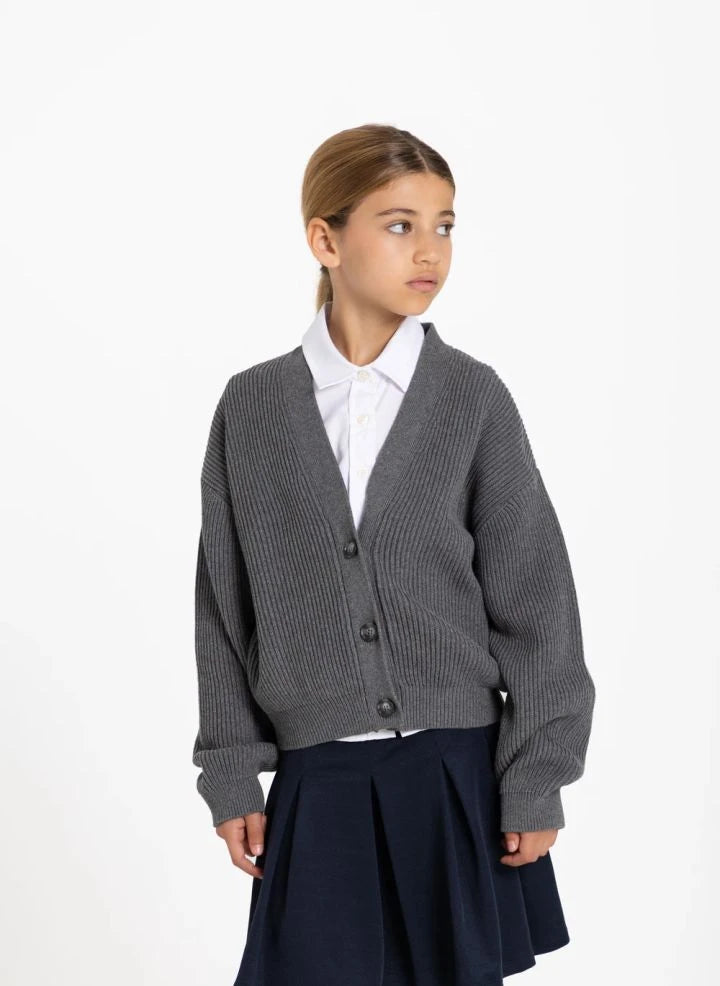 Smallable Kid - Abbey Organic Cotton Cardigan | Grey Mélange
