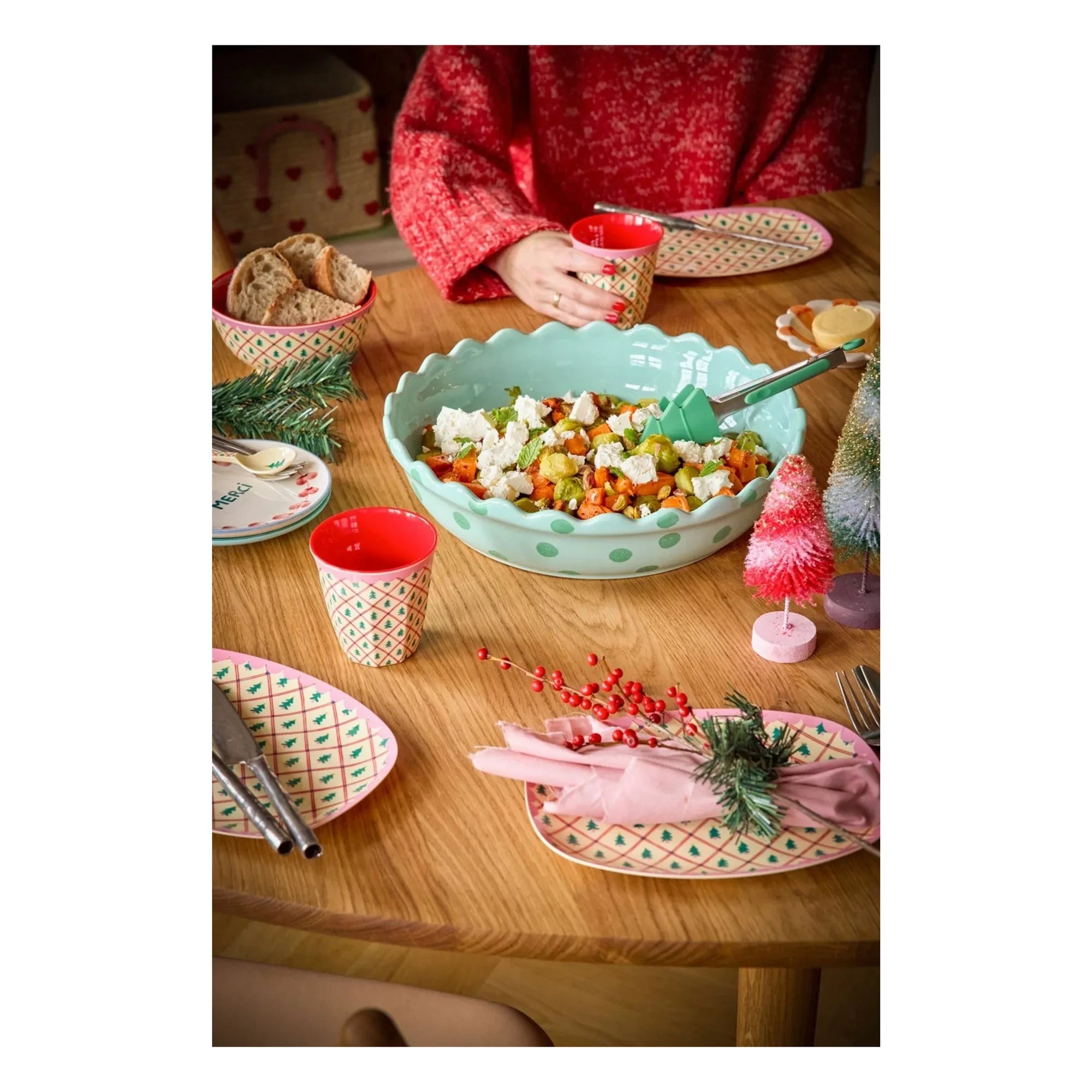 Rice - Cream Base Fir Wooden Melamine Dessert Plate