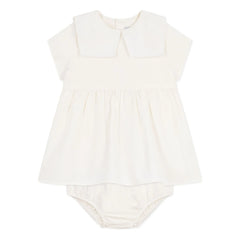 Petit Bateau - Linen and Organic Cotton Sailor Collar Dress and Bloomer Set | White