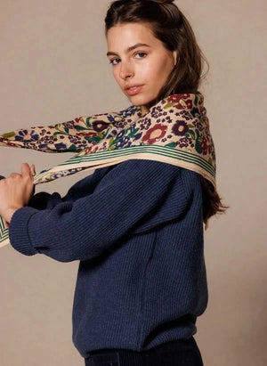 Apaches - Latika Büyük Çiçek Desenli Şal | Yeşil