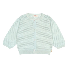 Búho - 3/4 Sleeve Pointelle Organic Cotton Cardigan | Mint Green