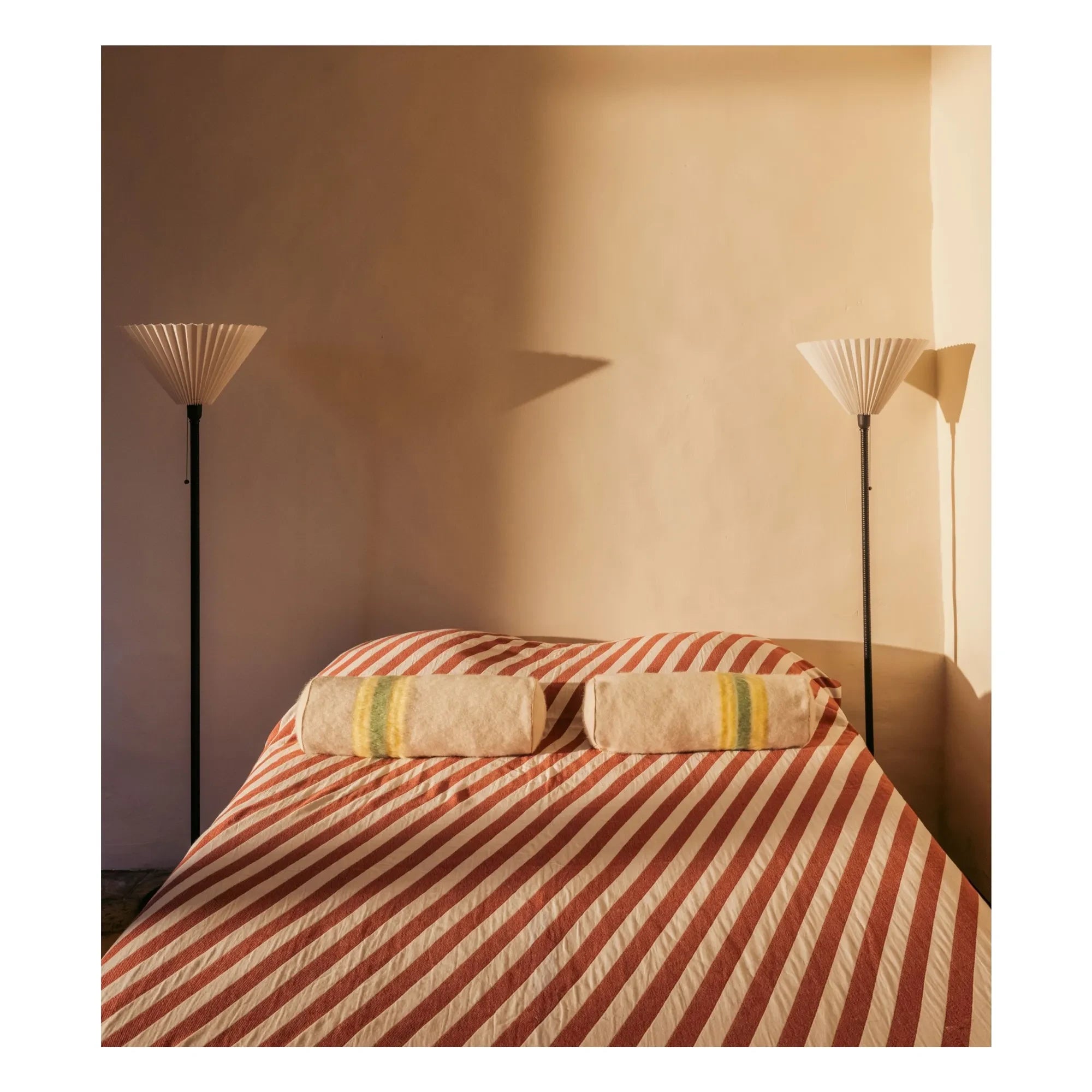 The Socialite Family - Adri striped mohair bolster cushion | Yellow
