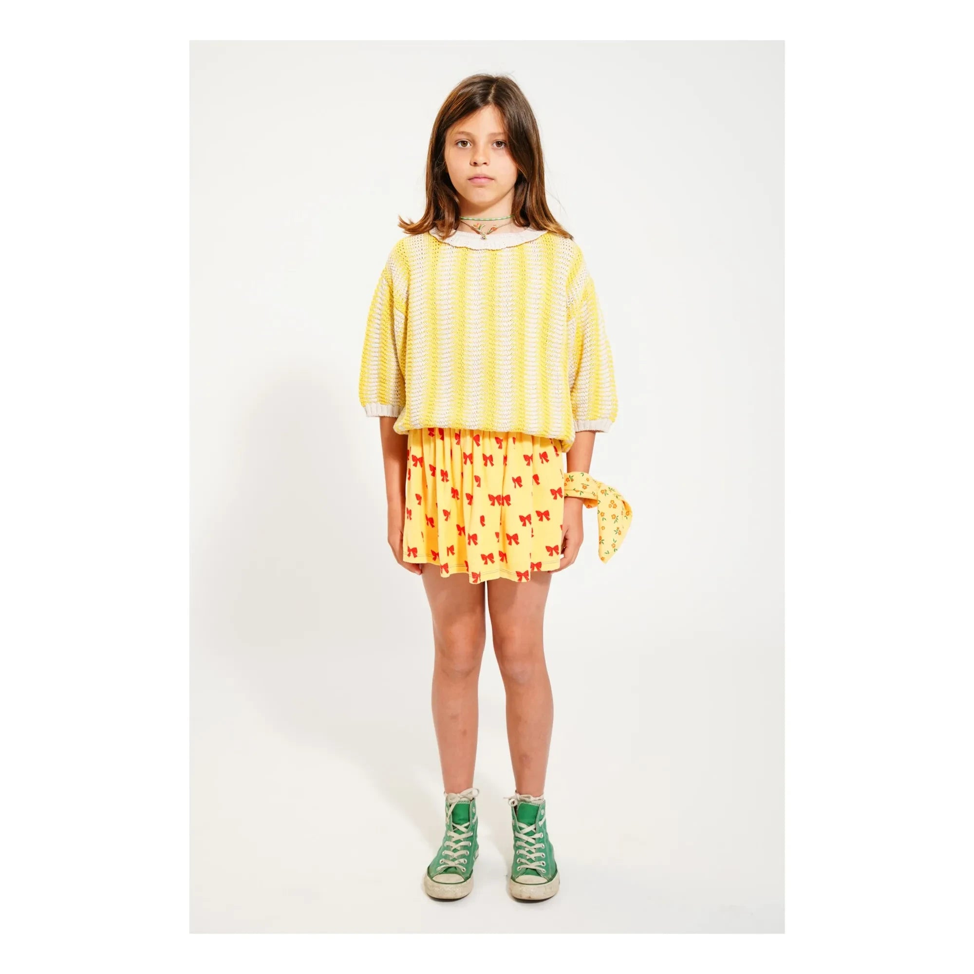 Piupiuchick - Organic Towel Fabric Short Skirt, Tie-up | Yellow