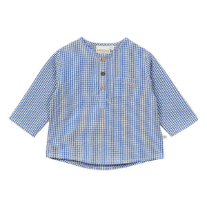 Arsène et Les Pipelettes - Vichy Seersucker Blouse | Azure Blue
