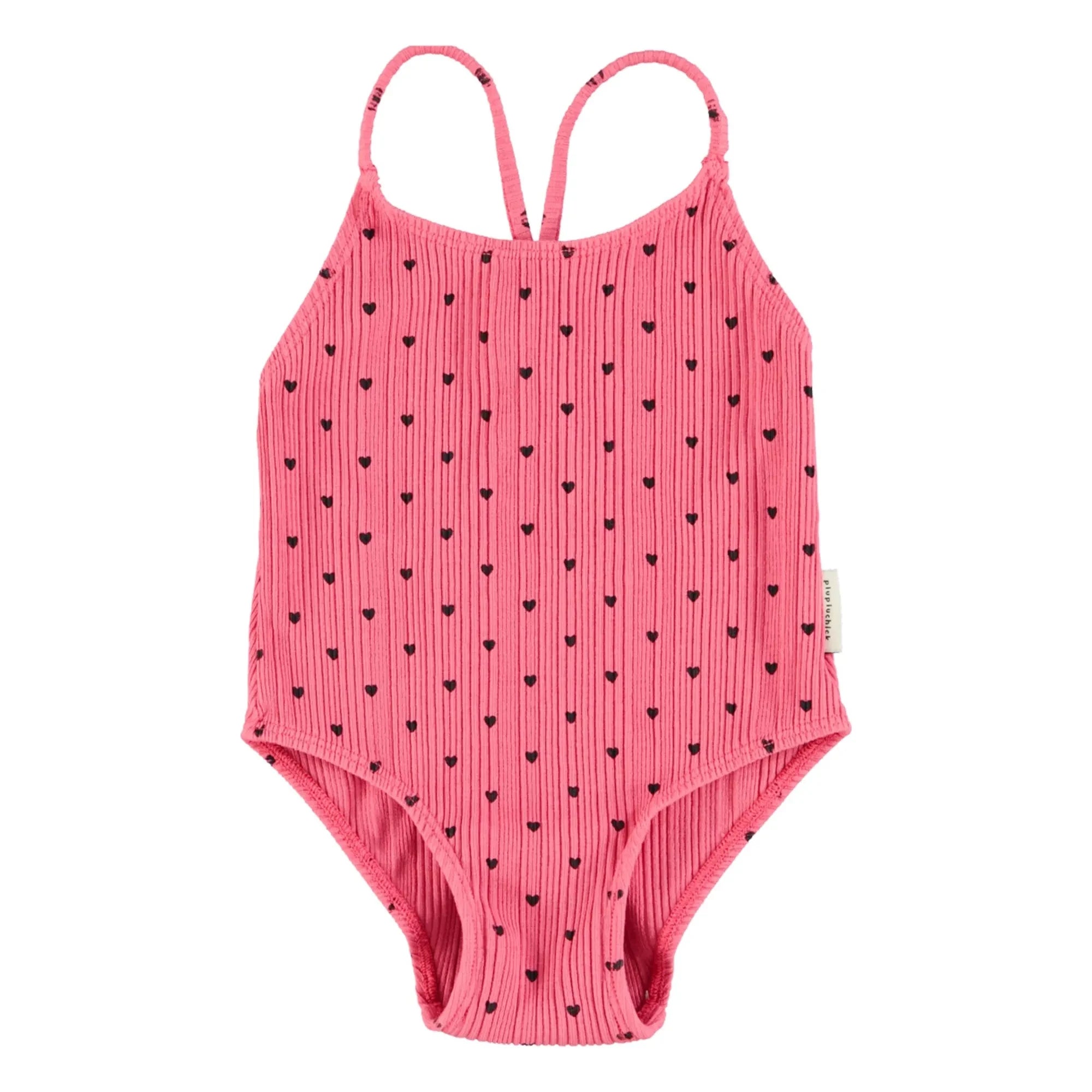 Piupiuchick - Ribbed Heart Organic Cotton Swimsuit | Pink