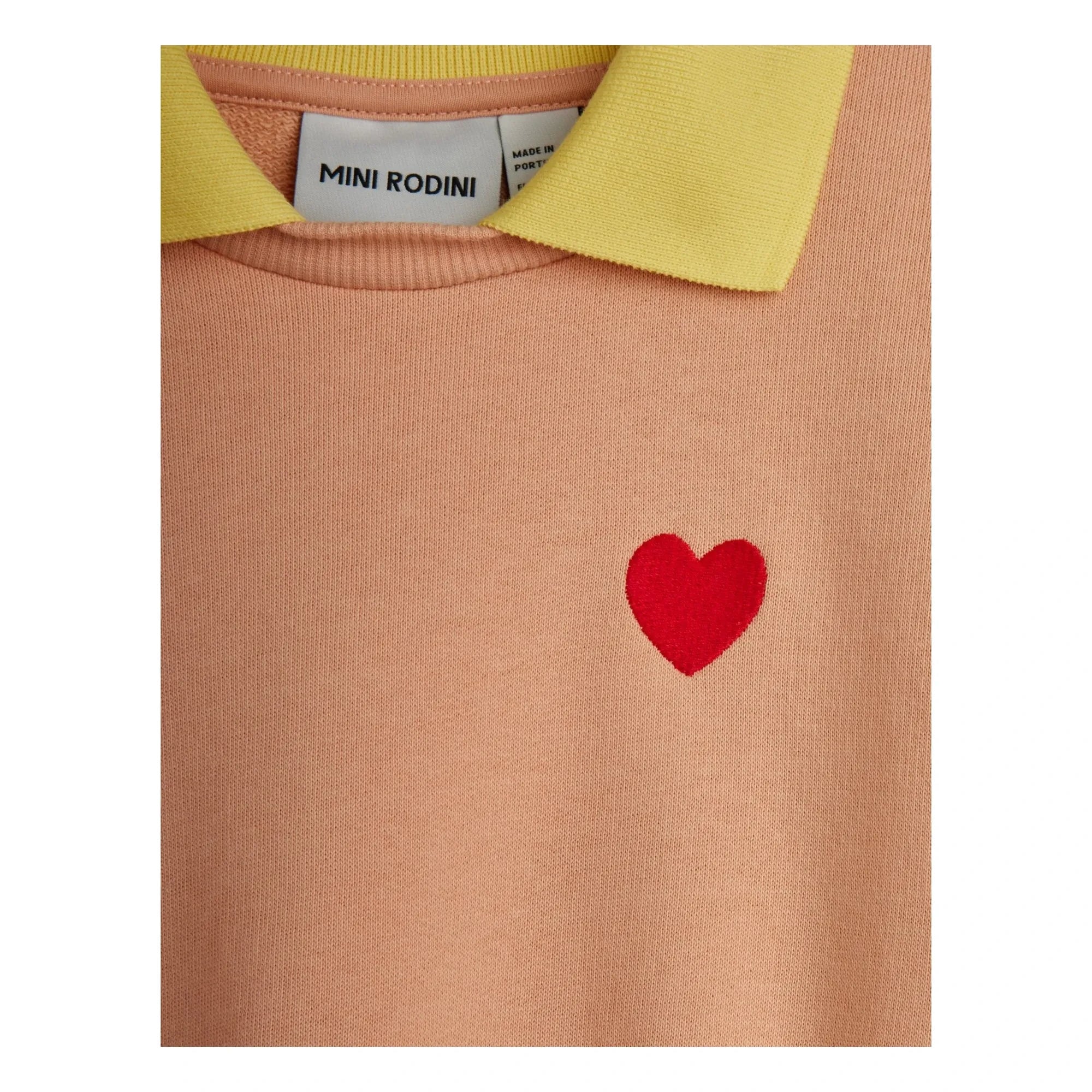 Mini Rodini - Organic Cotton Heart Neck Sweatshirt | Light Pink
