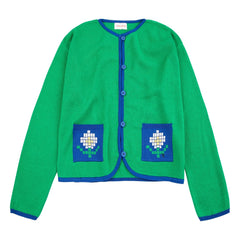 Bobo Choses - Pixel Daisy organik pamuk hırka | Yeşil