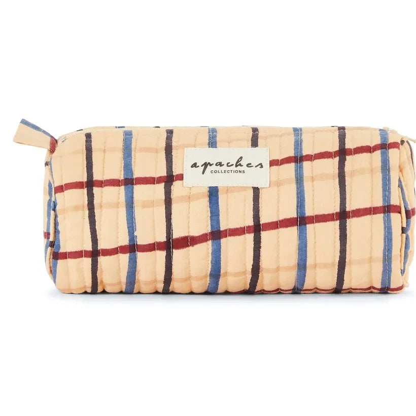 Apaches - Opal Checkered Pencil Case | Beige