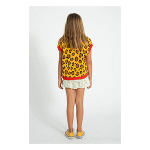 Piupiuchick - Leopard Organik Pamuk Kolsuz Yelek | Hardal