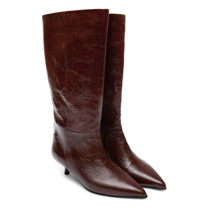 Augusta - Sydney Patent Boots | Chocolate