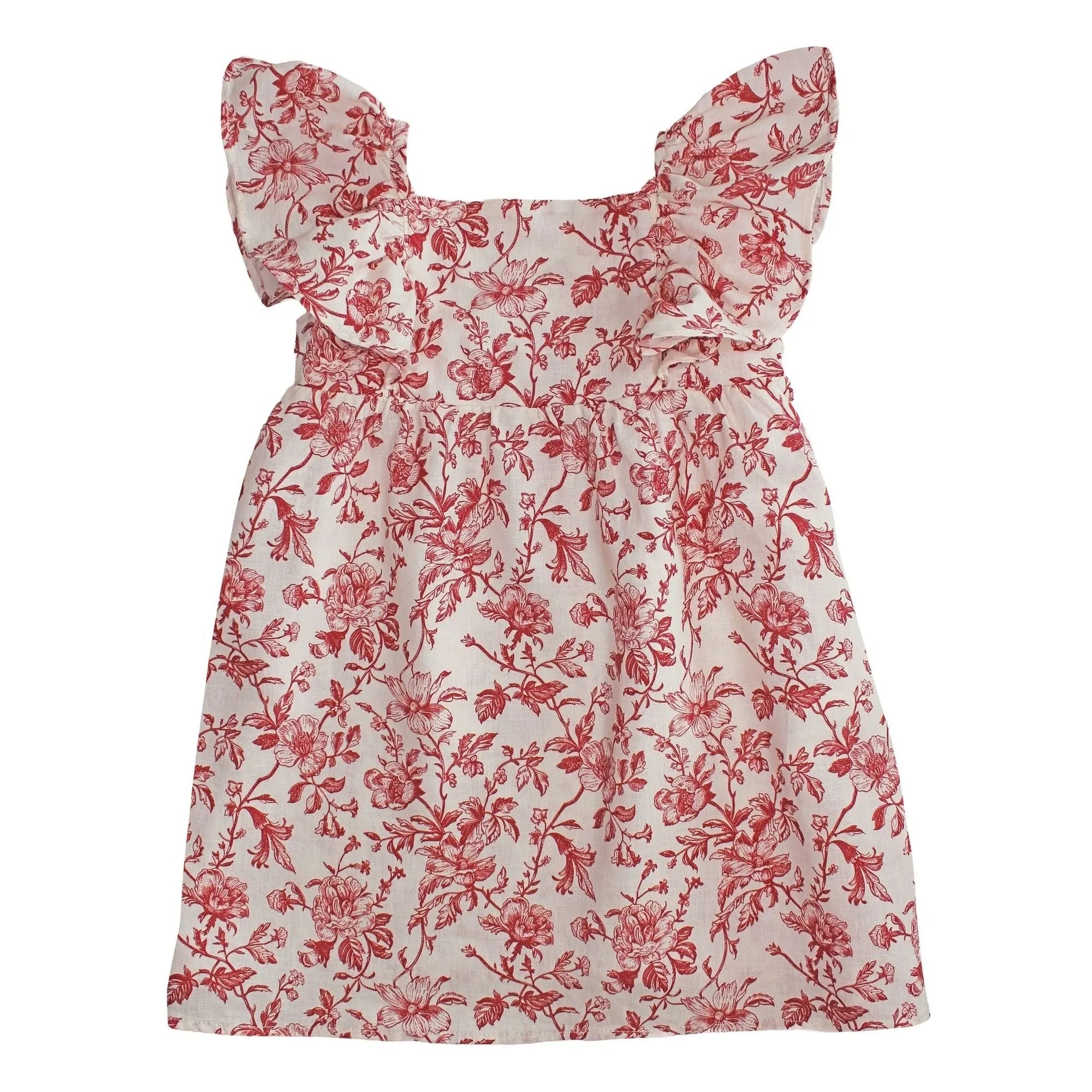 Babe & Tess - Francesca Fleurie Linen Dress | Red