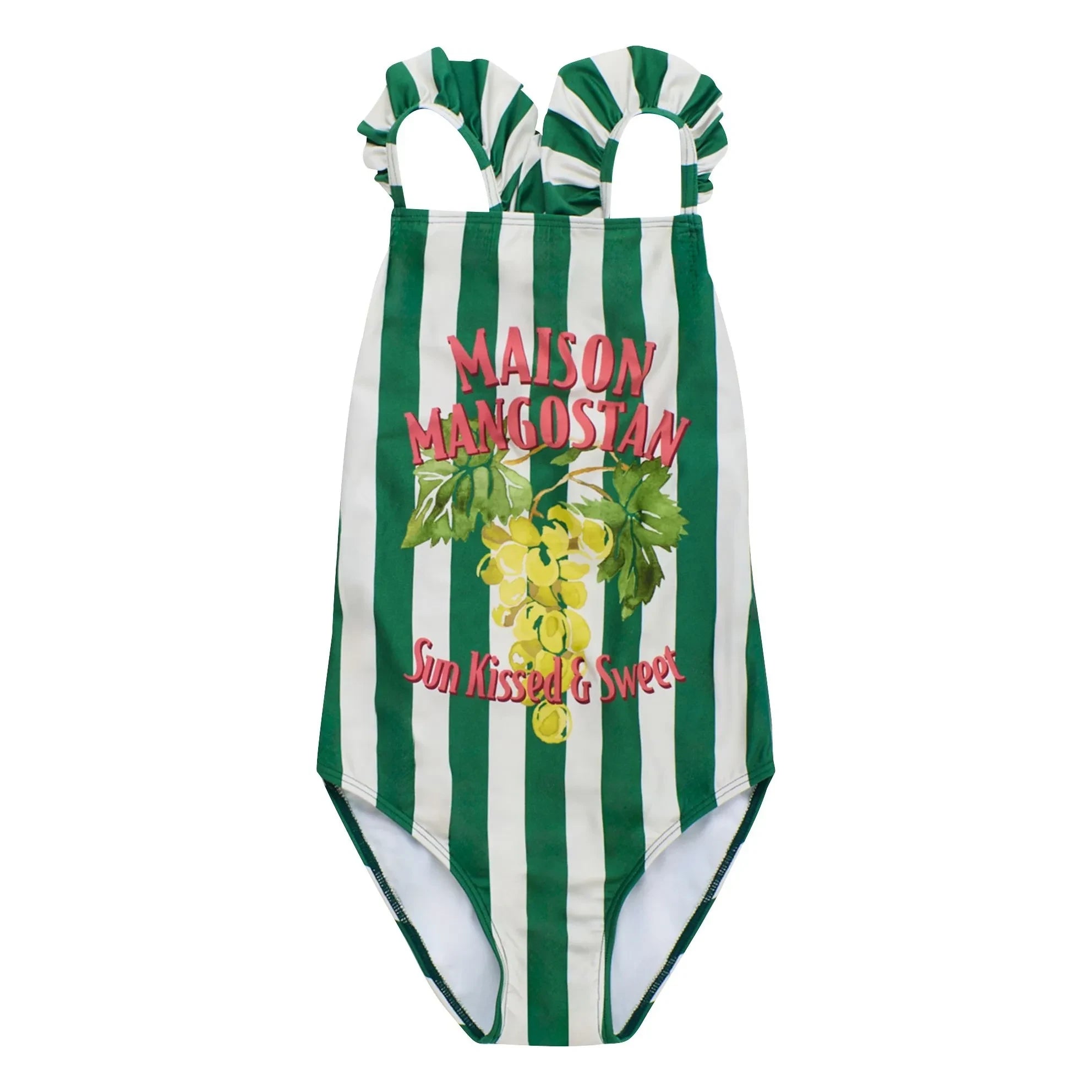 Maison Mangostan - Dried Grape Striped Swimsuit | Green