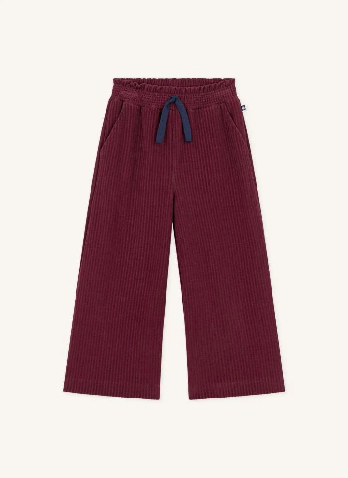 Petit Bateau - Organic Cotton Drawstring Corduroy Pants | Burgundy