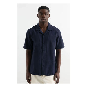 Edmmond Studios - Travis Short Sleeve Shirt | Dark Blue