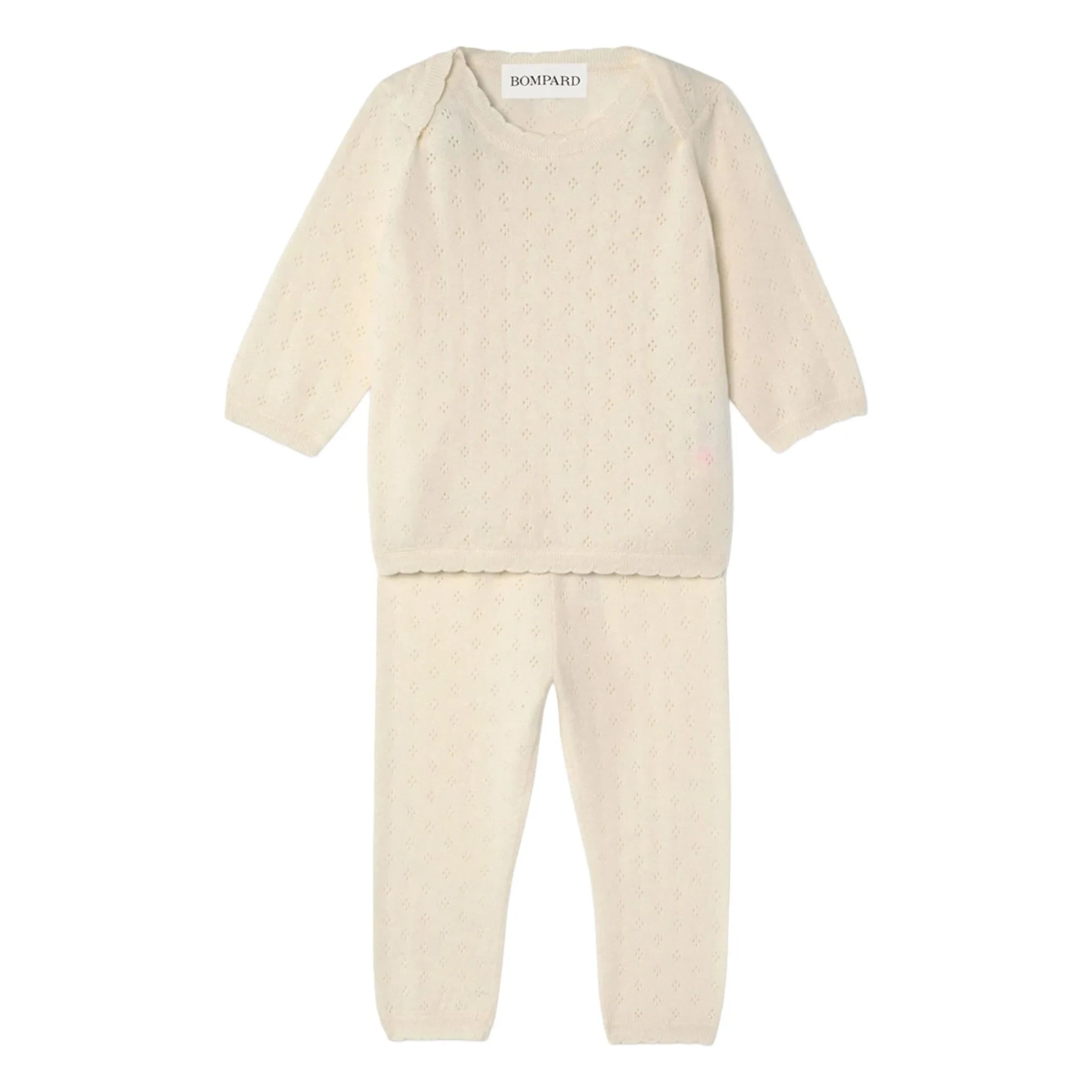 Bompard - Pointelle Cashmere T-Shirt and Pants Set | Cream