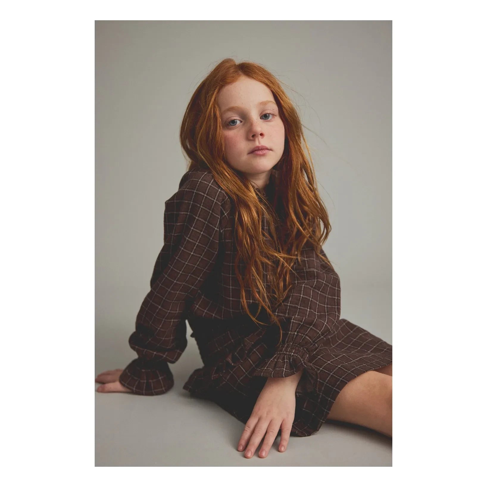 Cozmo - Artis Checked Organic Cotton Blouse | Dark Brown