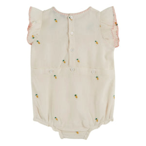 Emile et Ida - Lemon Embroidered Romper | Cream