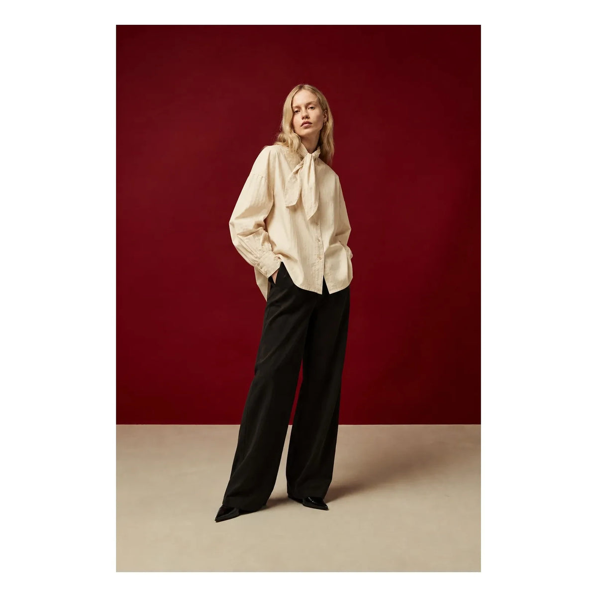 BELLEPIECE - Tom Cotton Poplin Blouse | Latte