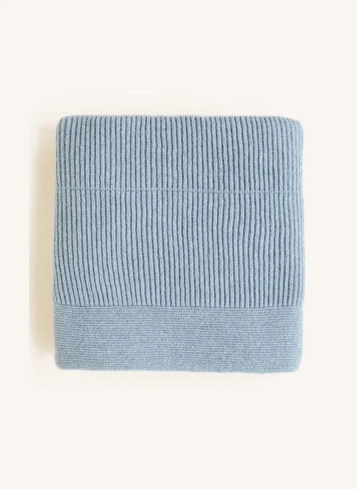 Hvid - Gaston Laine Merinos Blanket | Light Blue