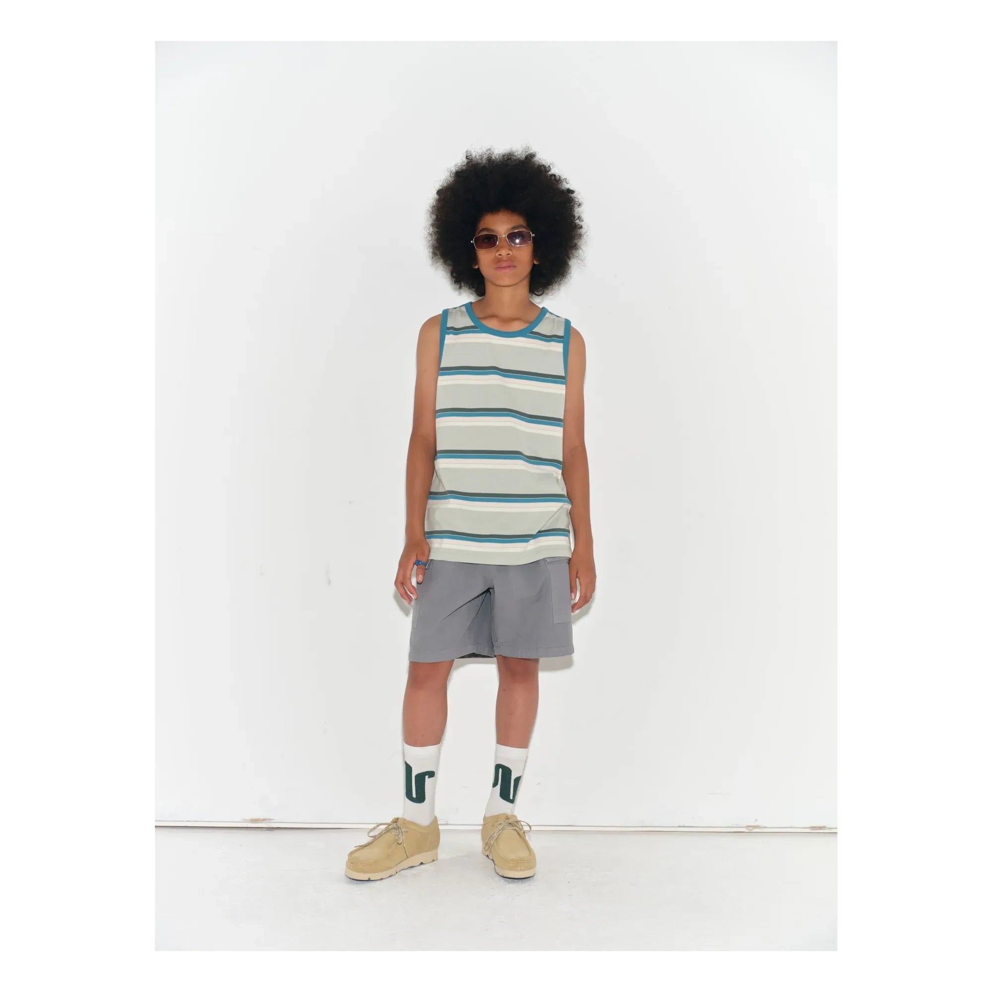 Main Story - Striped Organic Cotton Tank Top | Light Green