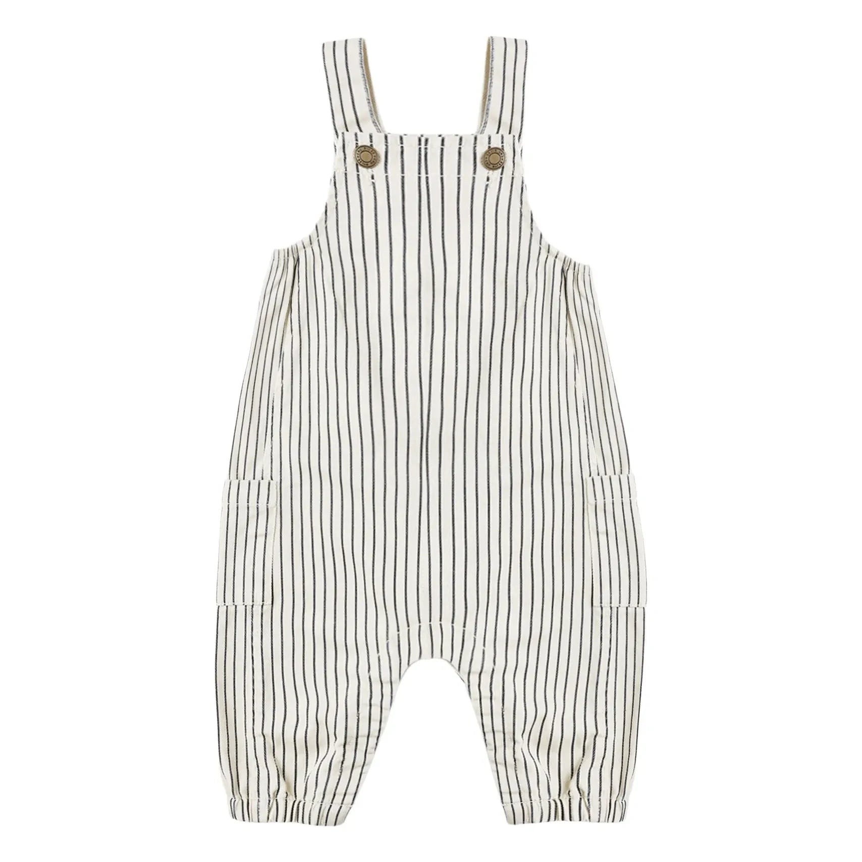 Rylee + Cru - Mini Striped Cargo Overalls | Ecru