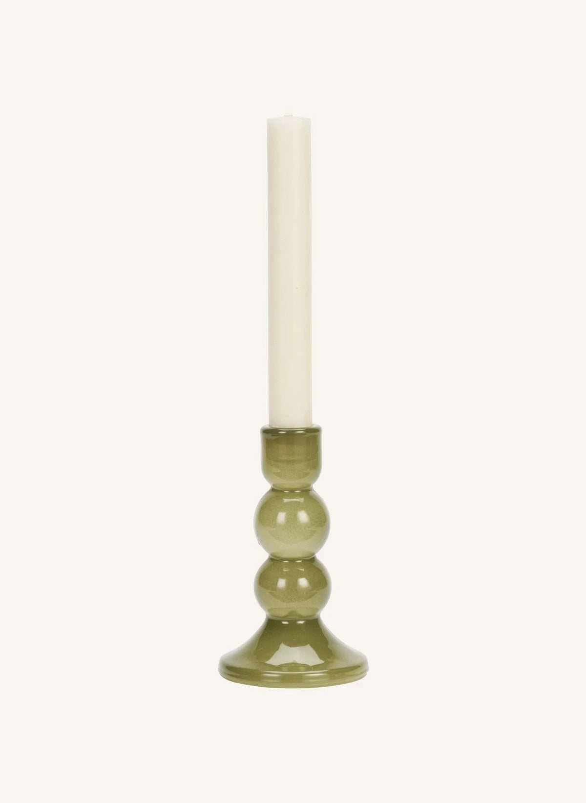 Madam Stoltz - Glass Candle Holder | Green