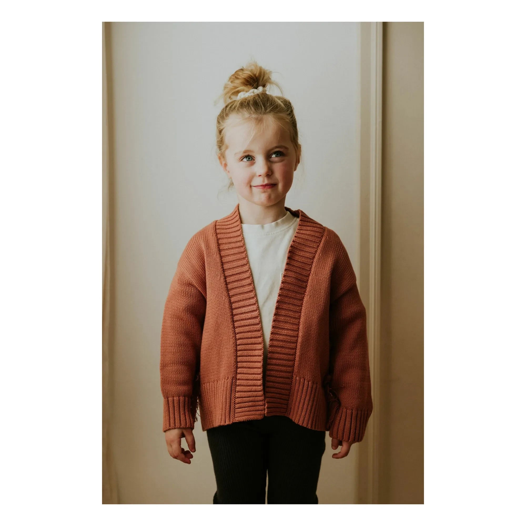 Yuki - Organic Cotton Fringed Cardigan | Terracotta