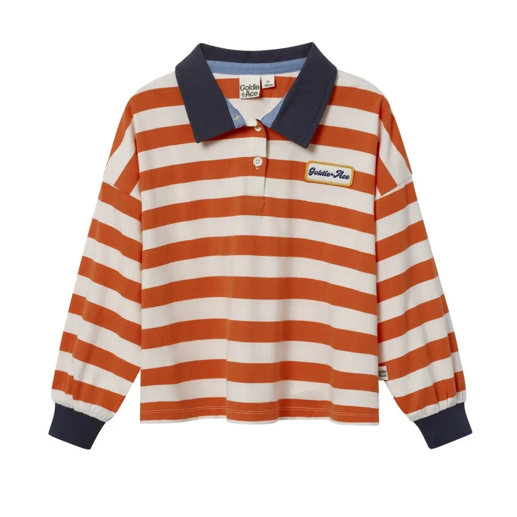 Goldie + Ace - Striped Rugby Polo Shirt | Orange
