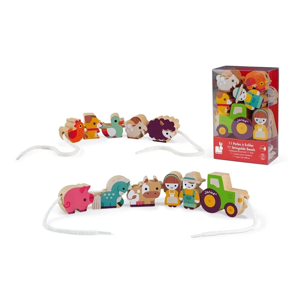 Janod - Farm Wooden Beads - Set of 11