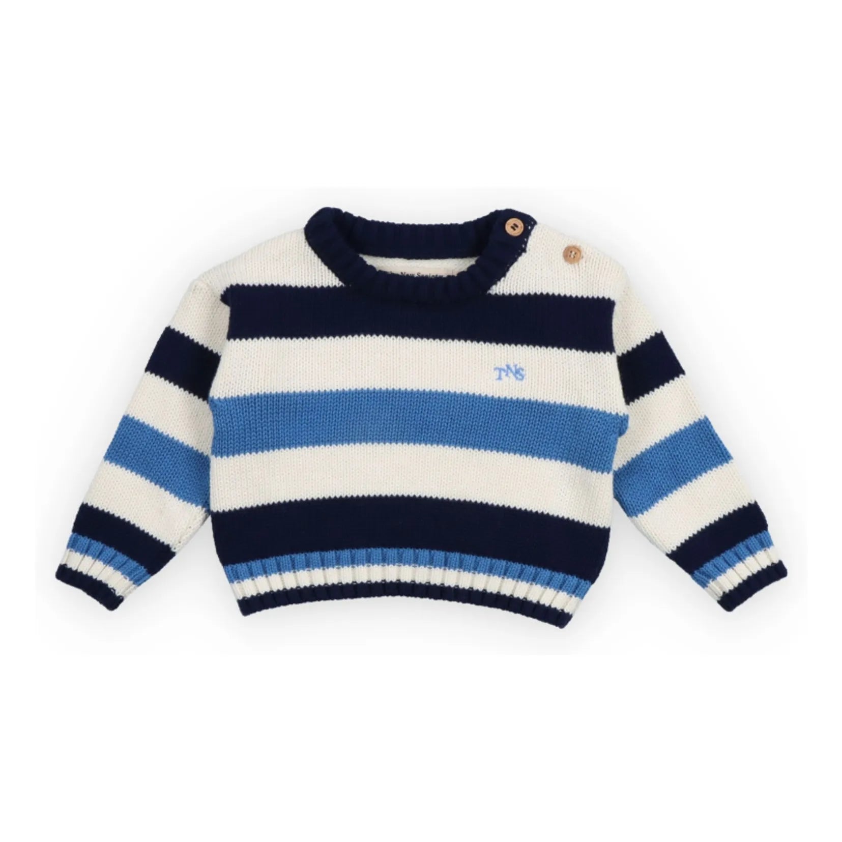 the new society - Celosia Striped Baby Sweater | Blue