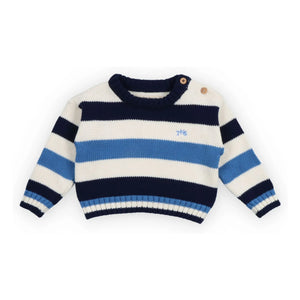 the new society - Celosia Striped Baby Sweater | Blue