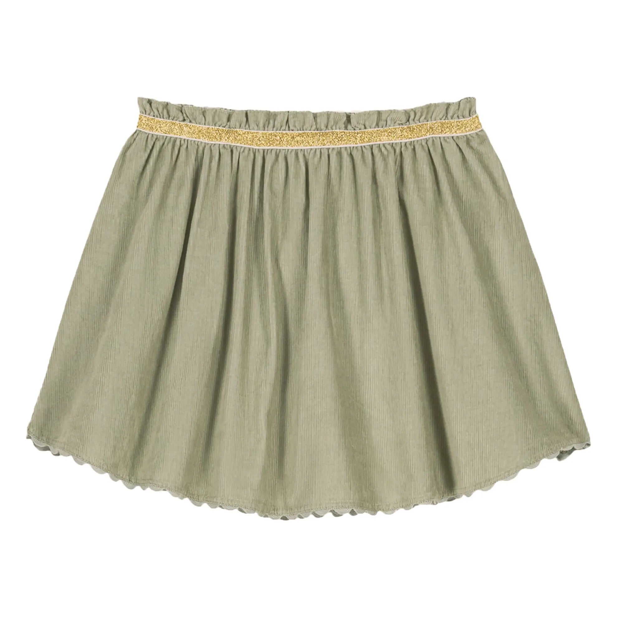 Louise Misha - Cephée Thin Velvet Skirt | Almond Green