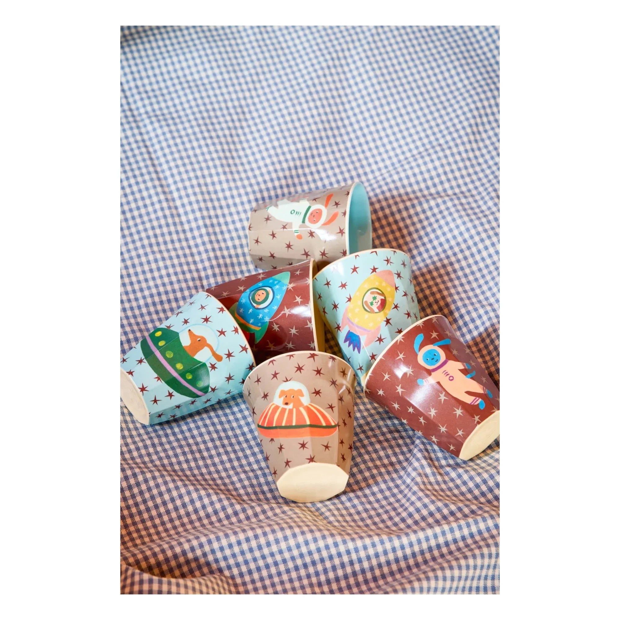 Rice - Space Dog Cups - 6-piece Set | Blue