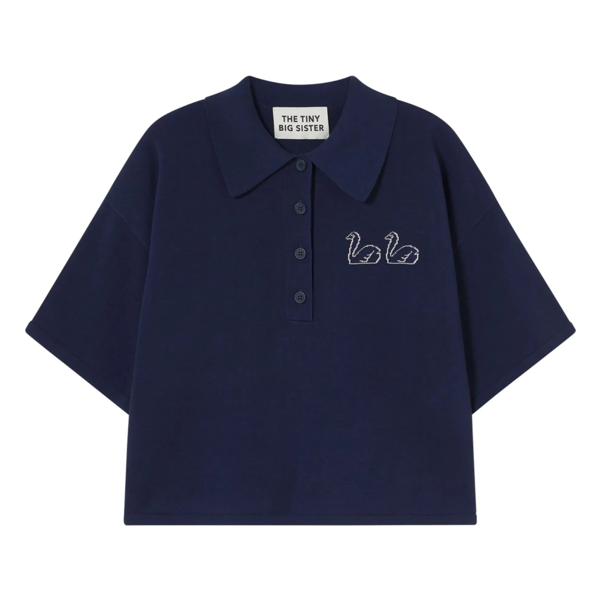 The Tiny Big Sister - Cotton Swan Polo | Navy Blue