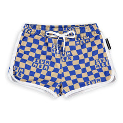 Beach & Bandits - Blue Check Summer Swim Shorts UV Protection Recycled Fibers
