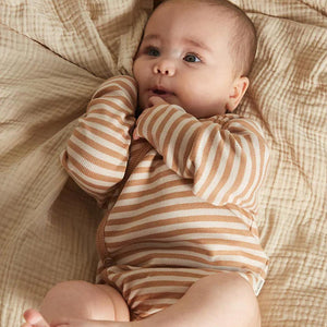 Claude & Co Trevi Clay Stripe Wrap Bodysuit - Clay-Bodysuits-Clay-0-3m | Natural Baby Shower