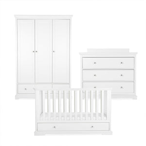 CuddleCo Beaumont 3pc Set - Low Cot Bed - White-Nursery Sets-White- | Natural Baby Shower