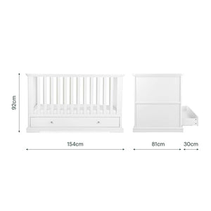 CuddleCo Beaumont Cot Bed - Low - White-Cot Beds-White- | Natural Baby Shower