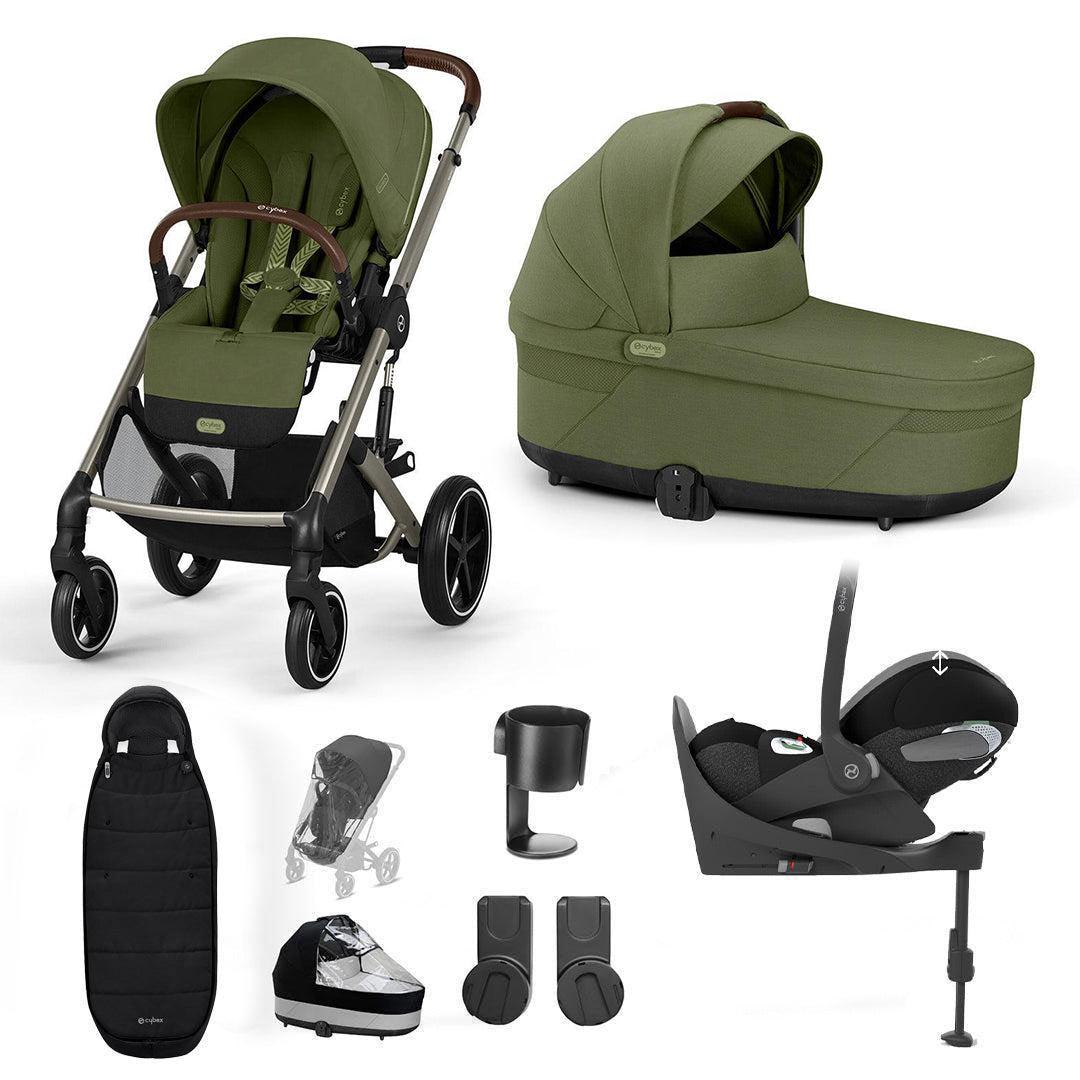 CYBEX Balios S Lux + Cloud T Travel System-Travel Systems-Moss Green-With Base | Natural Baby Shower