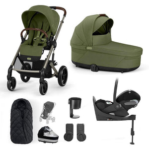 CYBEX Balios S Lux + Cloud T Travel System-Travel Systems-Moss Green-With Base | Natural Baby Shower