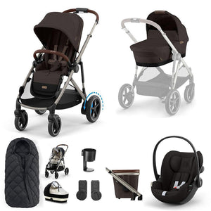 CYBEX e-Gazelle S + Cloud G Travel System-Travel Systems-Almond Beige-No Base | Natural Baby Shower