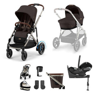 CYBEX e-Gazelle S + Cloud T Travel System-Travel Systems-Almond Beige-No Base | Natural Baby Shower