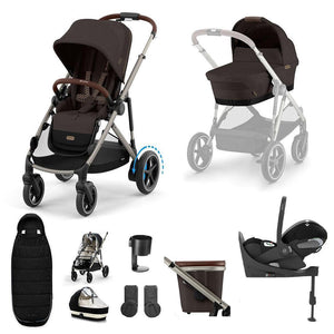 CYBEX e-Gazelle S + Cloud T Travel System-Travel Systems-Almond Beige-No Base | Natural Baby Shower