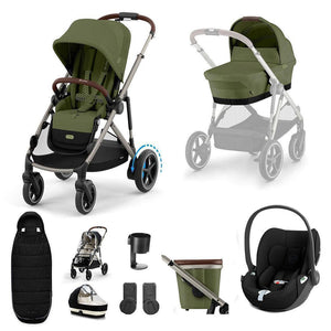 CYBEX e-Gazelle S + Cloud T Travel System-Travel Systems-Almond Beige-No Base | Natural Baby Shower