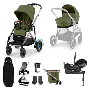 CYBEX e-Gazelle S + Cloud T Travel System-Travel Systems-Almond Beige-No Base | Natural Baby Shower