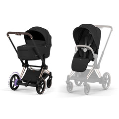 CYBEX e-Priam Comfort Pushchair & Foldable Carrycot - Sepia Black/Rose Gold-Strollers-Sepia Black/Rose Gold- | Natural Baby Shower