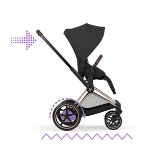 CYBEX e-Priam Comfort Pushchair & Foldable Carrycot - Sepia Black/Rose Gold-Strollers-Sepia Black/Rose Gold- | Natural Baby Shower