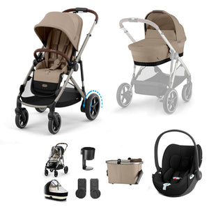 CYBEX e-Gazelle S Pushchair + Cloud T Travel System - Almond Beige-Travel Systems-Almond Beige-No Base | Natural Baby Shower