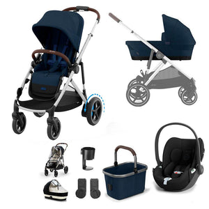 CYBEX e-Gazelle S Pushchair + Cloud T Travel System - Ocean Blue-Travel Systems-Ocean Blue-No Base | Natural Baby Shower